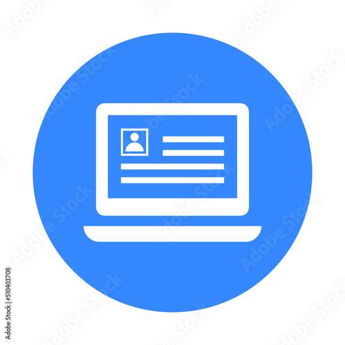 Document, office, profile icon. Blue color design.