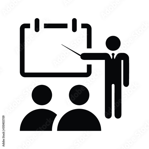 Education, presentation, training icon. Black vector graphics.