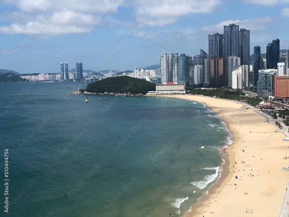 하늘, 바다, 부산, 해운대, 해변, 마린시티 하늘, 바다, 부산, 해운대, 해변, 마린시티