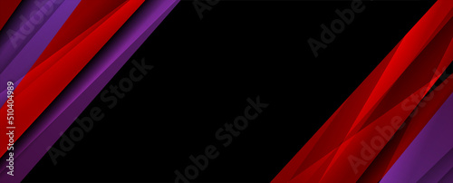 Photo Red and violet smooth glossy stripes abstract geometric corporate background