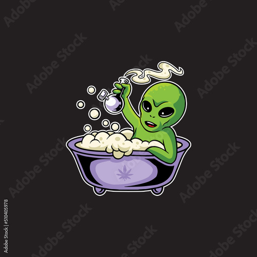 alien smoking bong mascot