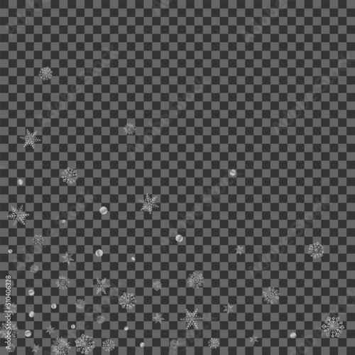 Metal Flake Background Transparent Vector. Dot Random Texture. Luminous Snowflake Snowflake. Silver January Pattern.