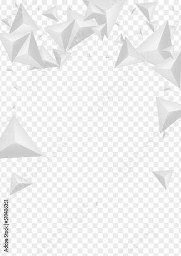 Fototapeta Naklejka Na Ścianę i Meble -  Silver Shard Background Transparent Vector. Origami Style Backdrop. Greyscale Gradient Tile. Fractal Abstract. Grizzly Triangle Template.