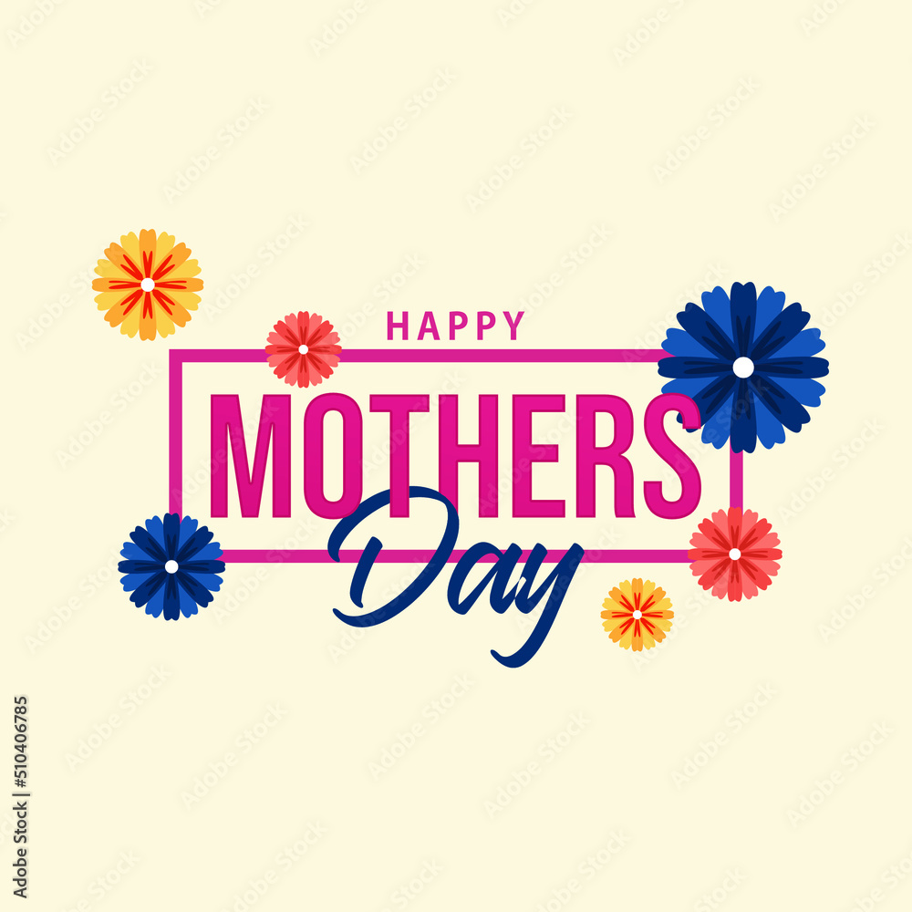 Obraz premium Happy Mother day. Holiday worldwide illustration template. Celebration events of festival around the world. Fit for cover, magazine, poster, apparel, merchandise, banner, flyer. Vector eps 10.