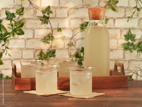 Socata: a traditional Romanian soft drink made from elderberry flowers, water, lemons, sugar or honey photo