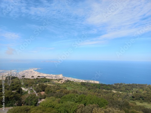 Panorama dalla Torre di Re Federico, Erice, Trapani, Sicilia, Italia