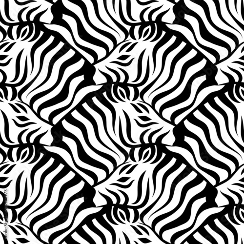 Seamless pattern with zebra head. Abstract illustration head of zebras  animal seamless pattern  fashion striped print. Black and white texture. Vector illustration.