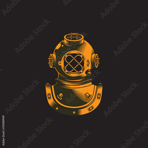 diver helmet underwater classic logo