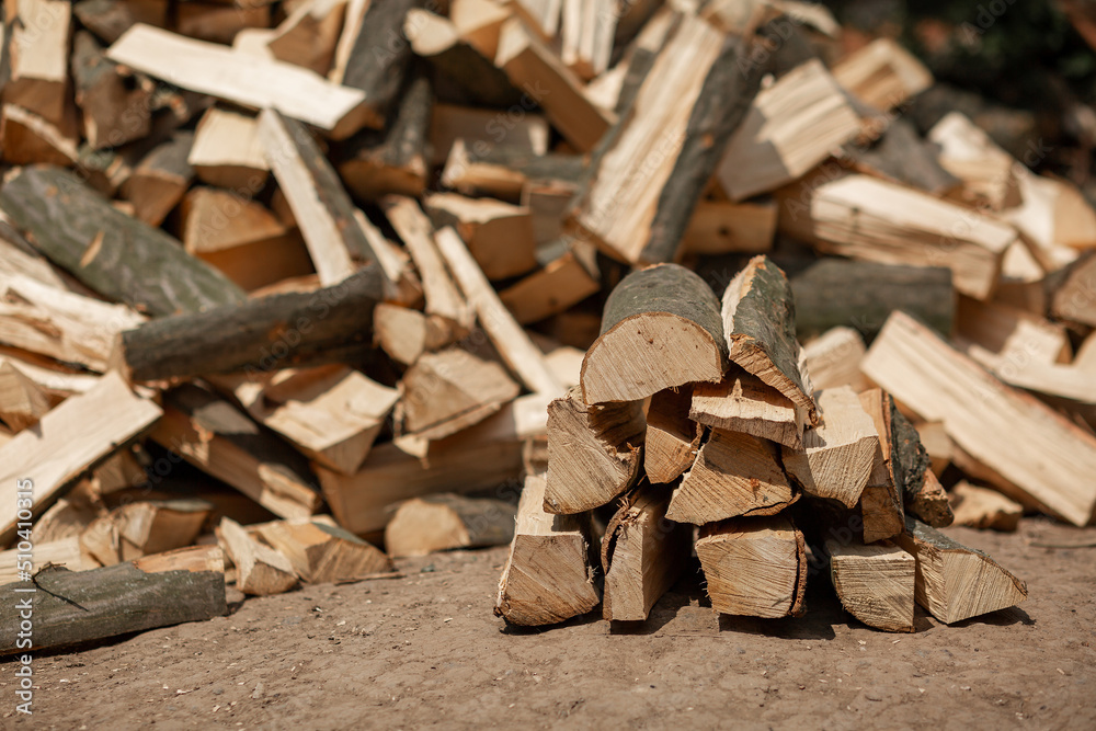 A stacked heap of chopped firewood for the stove. Agriculture A stacked heap of chopped firewood for the stove. Agriculture