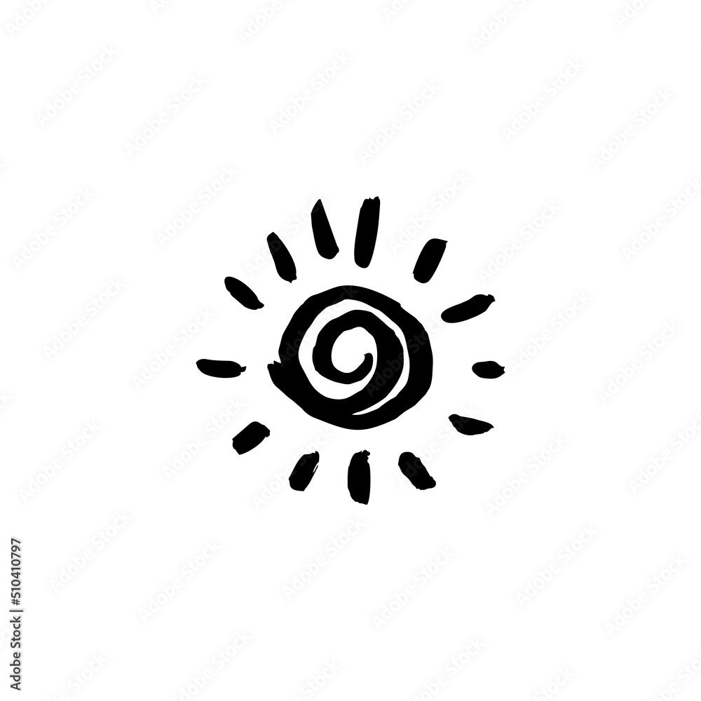 Hand drawn sun. Vector sun sign Hand drawn sun. Vector sun sign