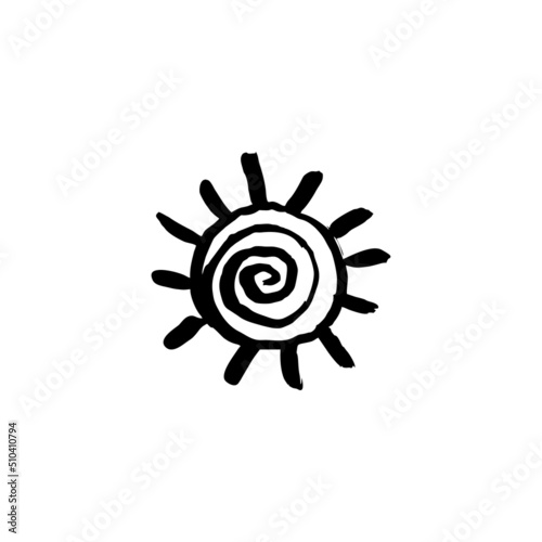Hand drawn sun. Vector sun sign