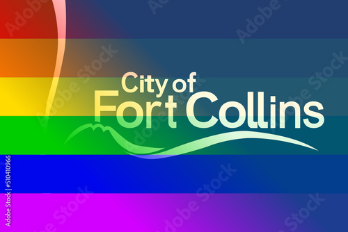 Flag Of Fort Collins City Colorado With LGBTQ Rainbow