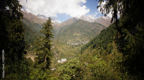 Beautiful mountain scenery hiking in Himalayas