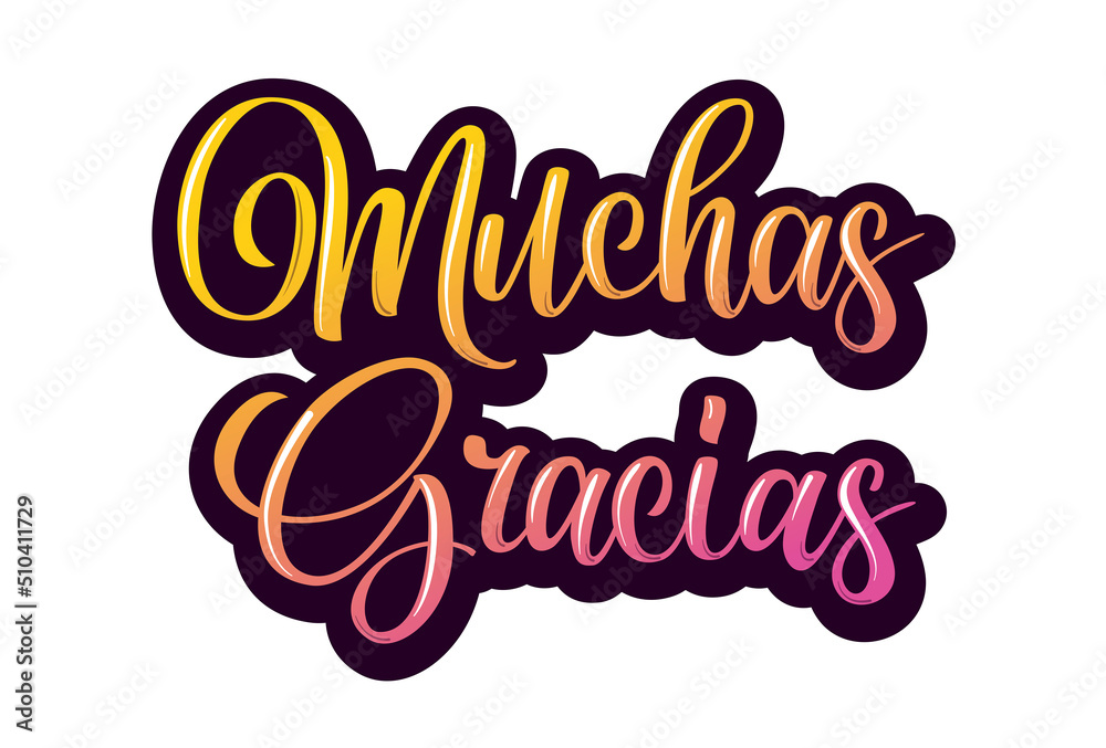 Fototapeta premium Gracias calligraphy spanish text. Lettering postcard design in script style. Vector isolated illustration