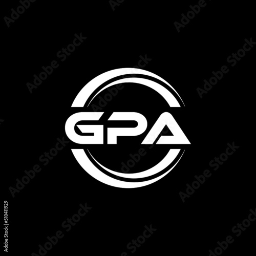 GPA letter logo design with black background in illustrator, vector logo modern alphabet font overlap style. calligraphy designs for logo, Poster, Invitation, etc.