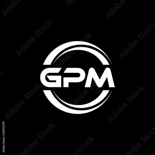GPM letter logo design with black background in illustrator, vector logo modern alphabet font overlap style. calligraphy designs for logo, Poster, Invitation, etc. photo