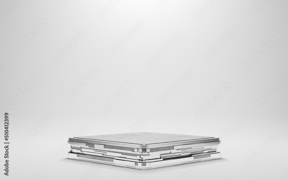 3D Rendering of rectangle shape mechanical podium. Glossy and flat surface metal stand on white background. For elegance high technology product display, 3D Rendering of rectangle shape mechanical podium. Glossy and flat surface metal stand on white background. For elegance high technology product display,
