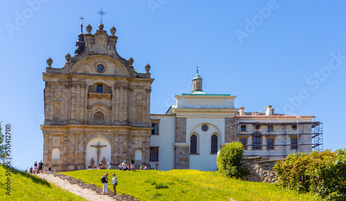 Fototapeta Naklejka Na Ścianę i Meble -  Lysa Gora, Swiety Krzyz mount hilltop with medieval Benedictive Abbey and pilgrimage sanctuary in Swietokrzyskie Mountains near Nowa Slupia village in Poland