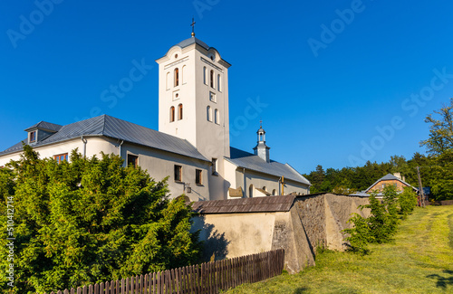 St. Catherine church and Benedictine convent in Swieta Katarzyna village near Bodzentyn in Swietokrzyskie Mountains in Poland