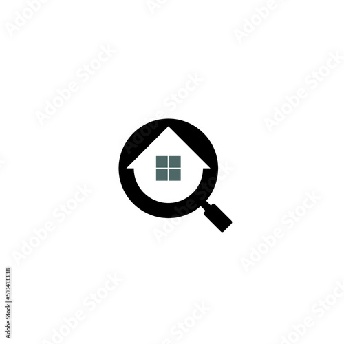 Magnifying Glass and House logo or icon design