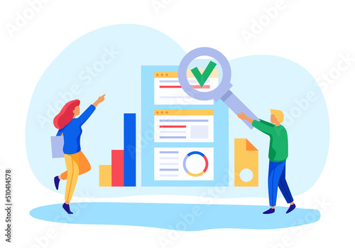 Kanban project management. Man and woman working together and checking assigned tasks. Team improving and visualizing workflow