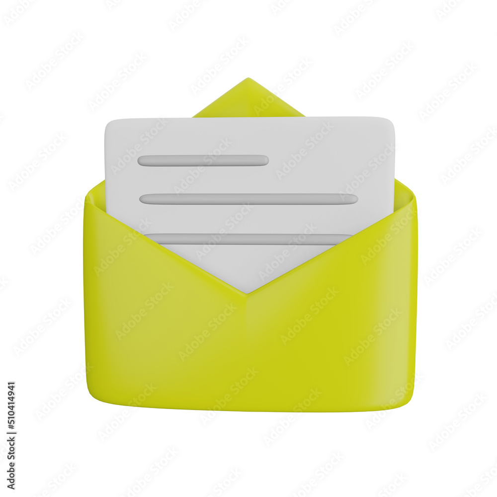 3D Mail Illustration Front View 3D Mail Illustration Front View