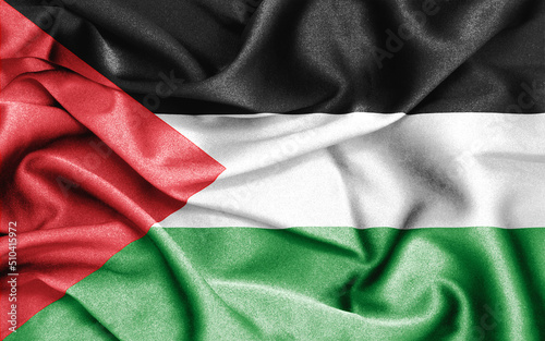 Close up of ruffled flag of palestine