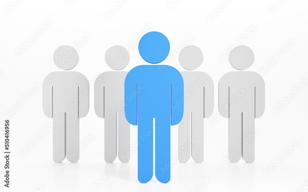 3d Business team leader on isolated isolated background use for banner. Leadership and teamwork for the organizations success. Boss who leads subordinates. Blue person icon. 3d render. 3d Business team leader on isolated isolated background use for banner. Leadership and teamwork for the organizations success. Boss who leads subordinates. Blue person icon. 3d render.