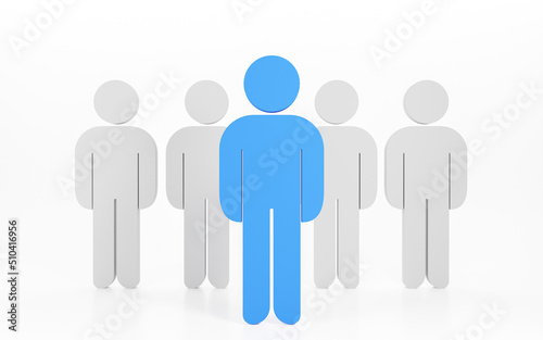 3d Business team leader on isolated isolated background use for banner. Leadership and teamwork for the organizations success. Boss who leads subordinates. Blue person icon. 3d render.