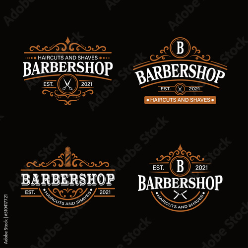 barbershop logo set in vintage style.