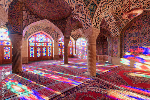 Gorgeous view inside the Nasir al-Mulk Mosque. Shiraz, Iran photo