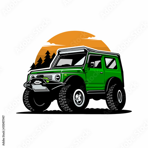 Overland 4x4 adventure offroad vehicle vector illustration