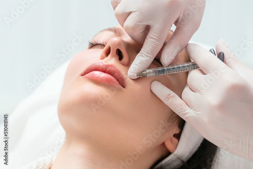 Canvas Print Lip augmentation and correction procedure in a cosmetology salon