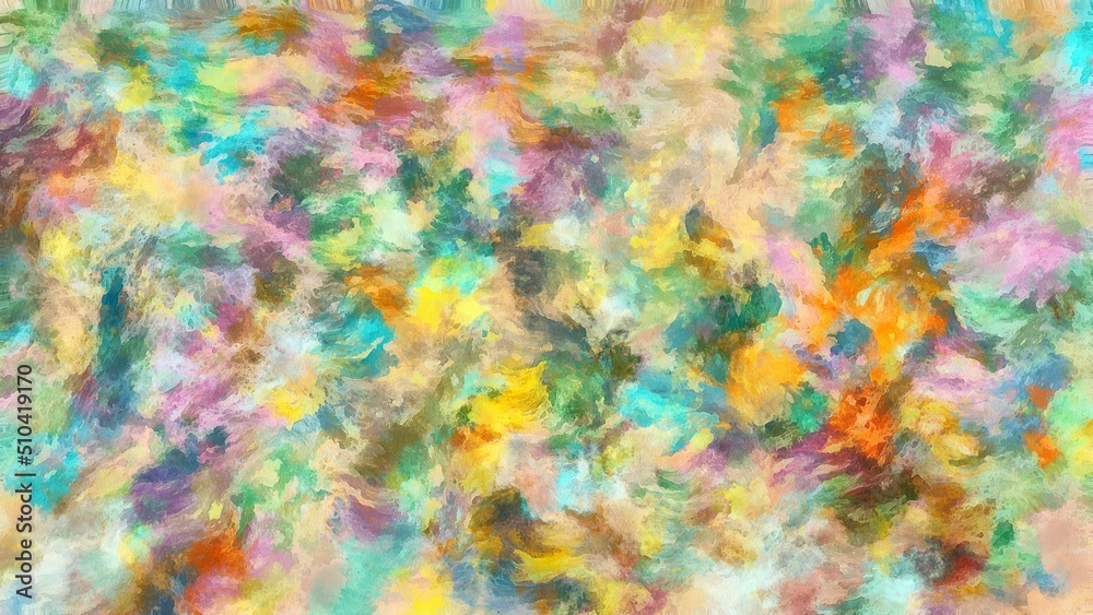 Digital render fractals in painterly styled real canvas and paper textured backdrops watercolor synthetic acrylic paint