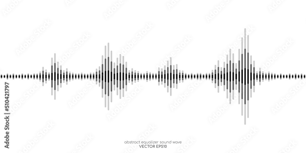 Abstract sound wave equalizer stripe lines black isolated on black background. Vector illustration in concept music, sound, technology.