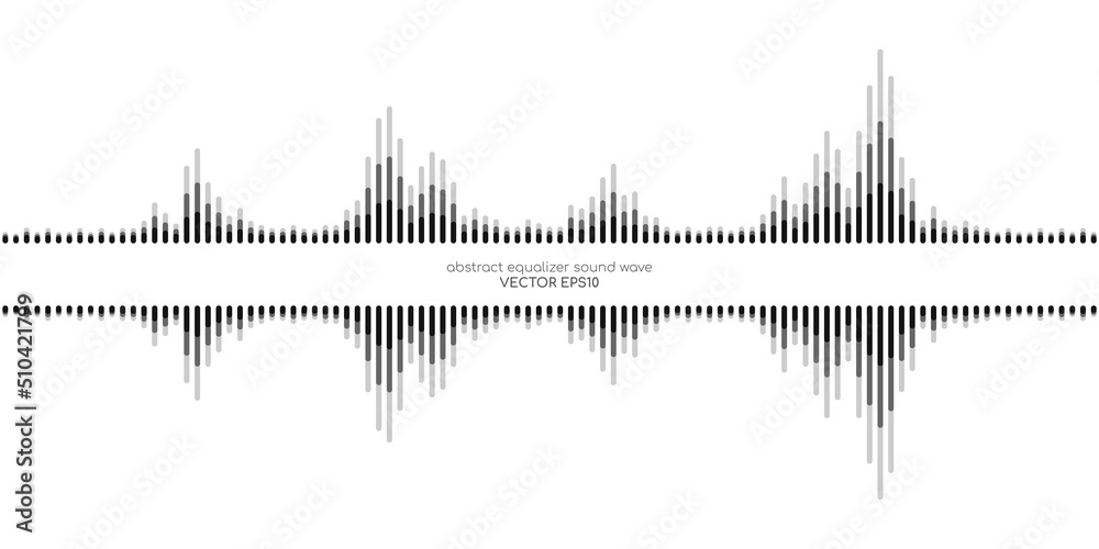 Abstract sound wave equalizer stripe lines black isolated on white ...