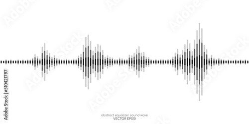 Abstract sound wave equalizer stripe lines black isolated on black background. Vector illustration in concept music, sound, technology.