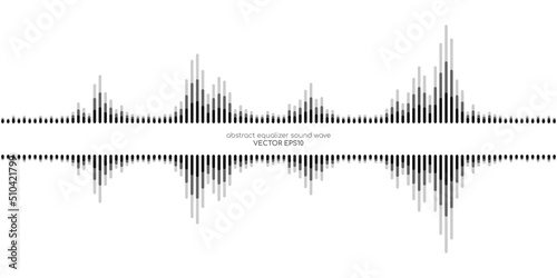 Abstract sound wave equalizer stripe lines black isolated on white background with space for text. Vector illustration in concept music, sound, technology.