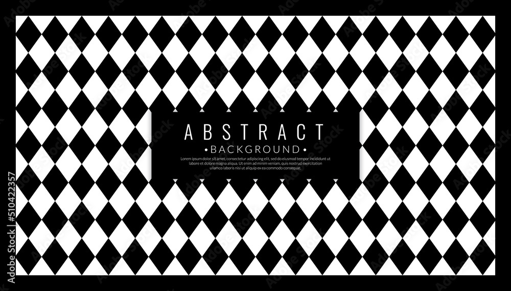 Black geometric rhombus pattern background. Harlequin check wallpaper. Classic vintage tile concept. Vector Illustration.