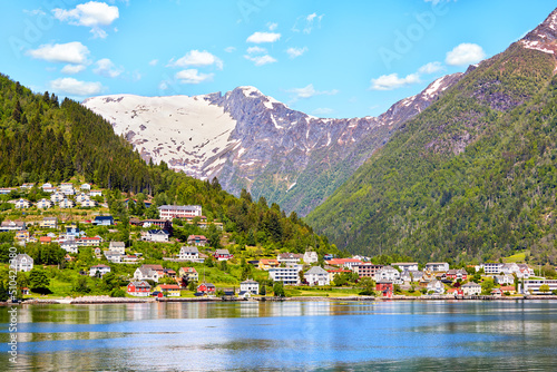 Balestrand village on the northern shore of the Sognefjord, Norway photo