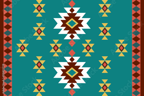 Geometric ethnic seamless pattern Oriental ethnic pattern traditional background, tribal seamless pattern Design for carpet, wallpaper, clothing, wrapping, fabric, Vector illustration embroidery style