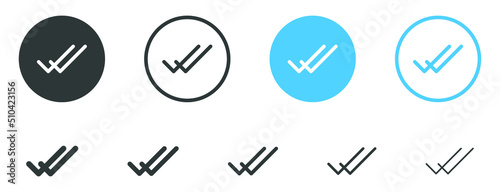 double check icon, check box icon with correct, accept checkmark icons green tick box checked, check list circle frame - checkbox symbol approved sent,seen message sign - two ticks checking icons