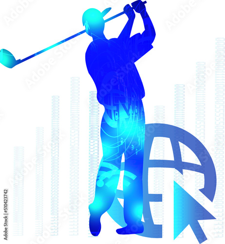 Golf logo design. Sport science technology concept. Vector illustration.