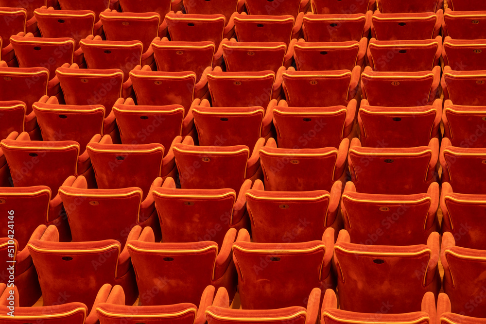 Fototapeta premium Armchairs in rows in the theater