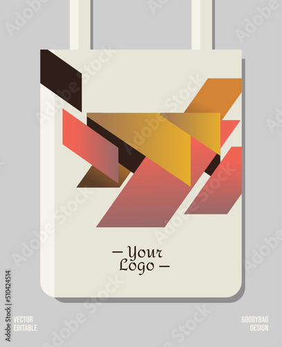 Creative geometric packaging print design, applied for pattern craft like tote bag and shopping bags, home industry gift bag production.