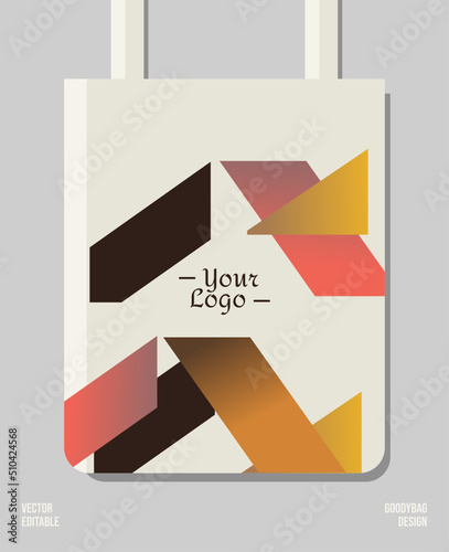 Creative geometric packaging print design, applied for pattern craft like tote bag and shopping bags, home industry gift bag production.