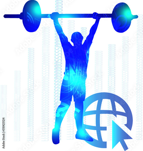 Powerlifting logo design. Sport science technology concept. Vector illustration.
