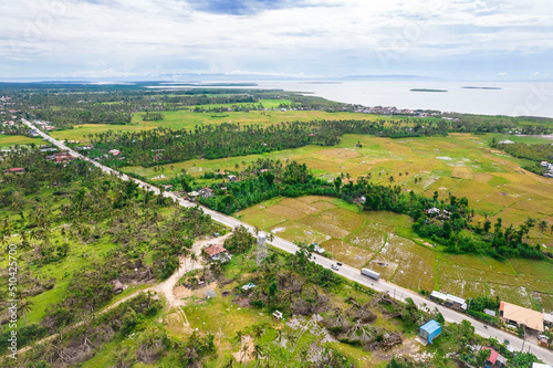 Aerial of the Bohol Circumferential Highway in Tubigon, Bohol. photo