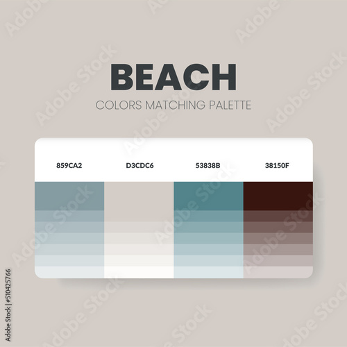 Beach tone colour schemes ideas. Color palettes are trends combinations and palette guides this year, a table color shades in RGB or  HEX. A color swatch for a spring fashion, home, or interior design