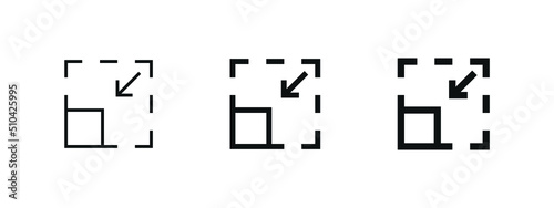 minimize icon arrow meeting point, rally compact size small scale arrow icons . shrink icon resize in arrow . zoom out icons	 photo